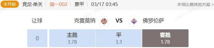 F1大奖赛2025-意甲+西甲串关解析 克雷莫纳VS佛罗伦萨 巴列卡诺VS莱万特